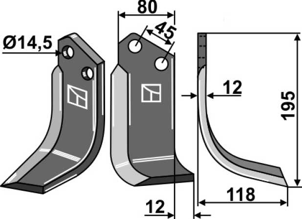 Fräsmesser 195x80mm, rechts